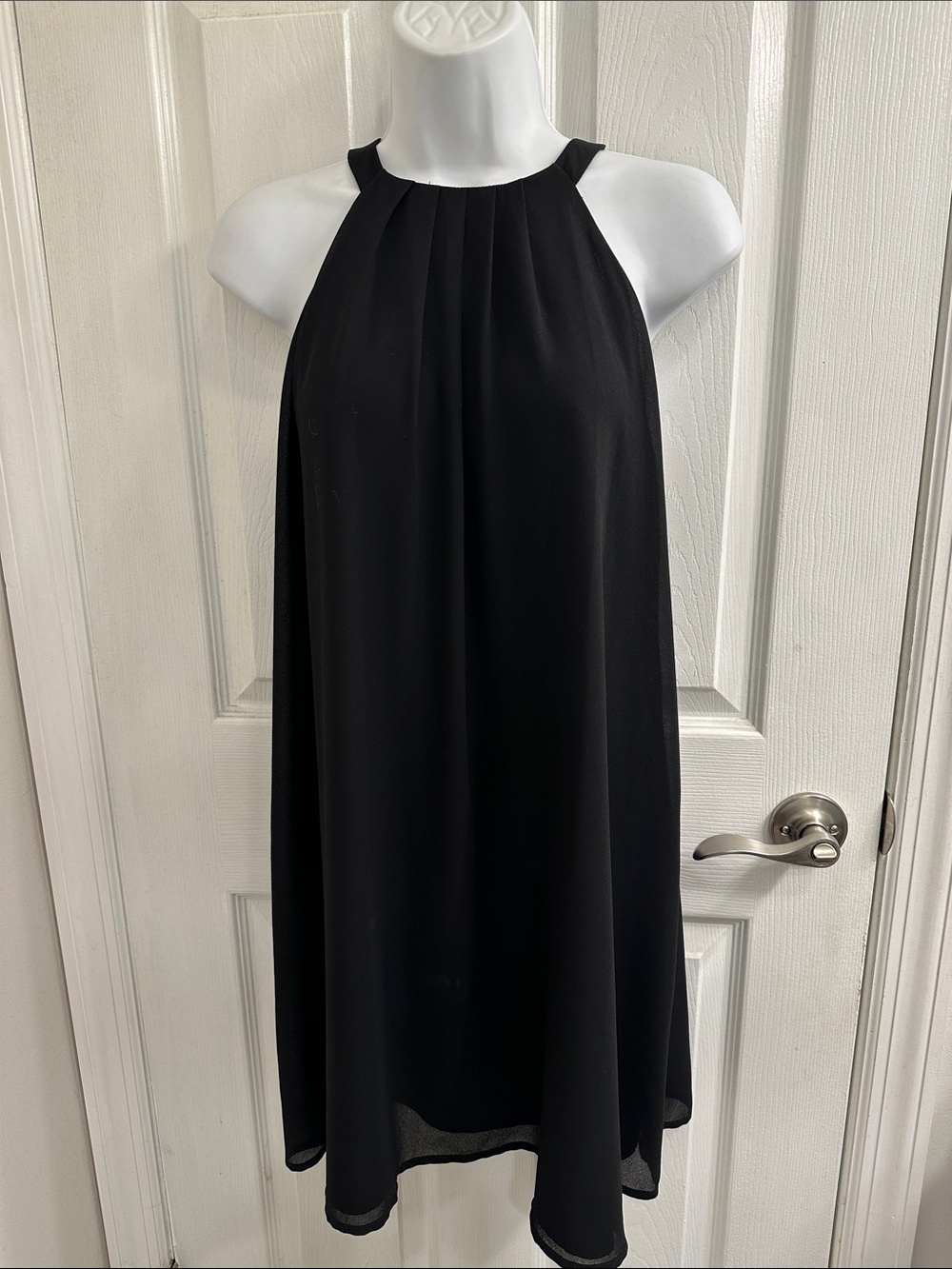 NAKED ZEBRA Women’s Black Halter Trapeze Shift Dress Size Small